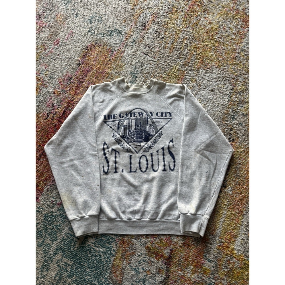 Vtg 90s Spell Out St Louis The Gateway City Crewneck Sweatshirt XL  Streetwear‎